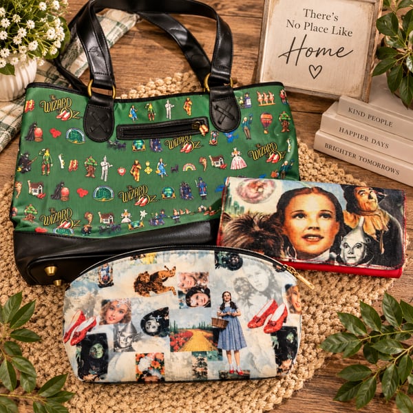 The Wizard of Oz Green Canvas Tote Bag with Movie Icons and Characters