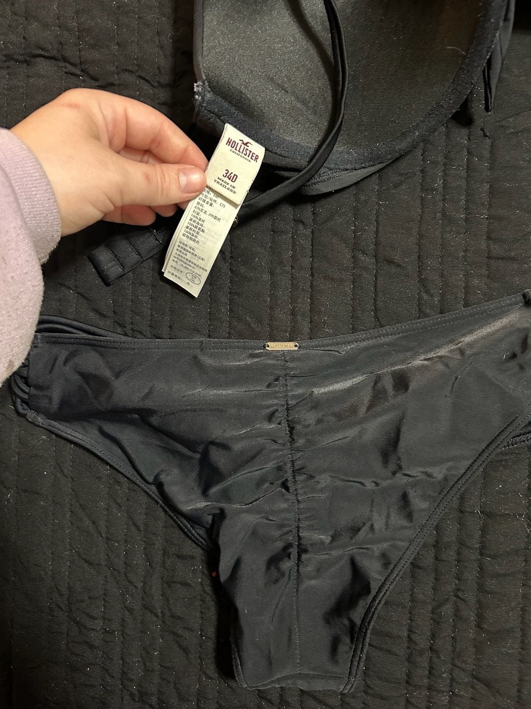 Hollister Black Swim Bikini Set 34D Top Medium Bottom 2