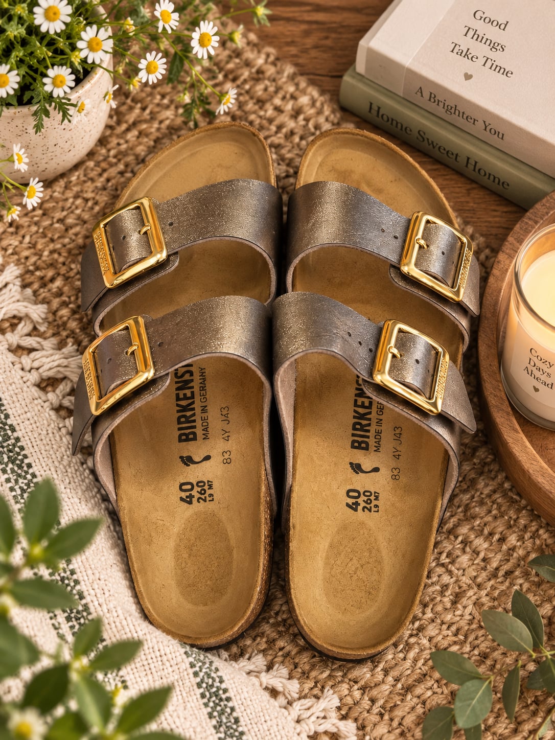 Birkenstock Arizona Big Buckle Graceful Taupe Sandals Size 40 2