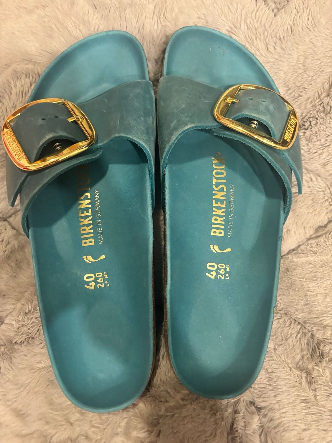 Birkenstock Madrid Big Buckle Oiled Leather Sandals Biscay Bay Size 40 3