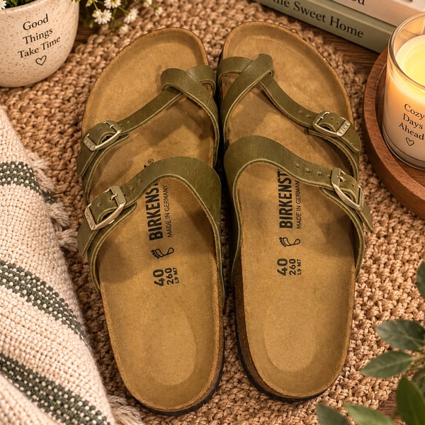 Birkenstock Franca Olive Green Oiled Leather Sandals Size 40