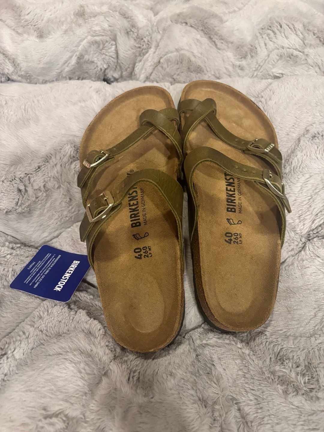 Birkenstock Franca Olive Green Oiled Leather Sandals Size 40 3