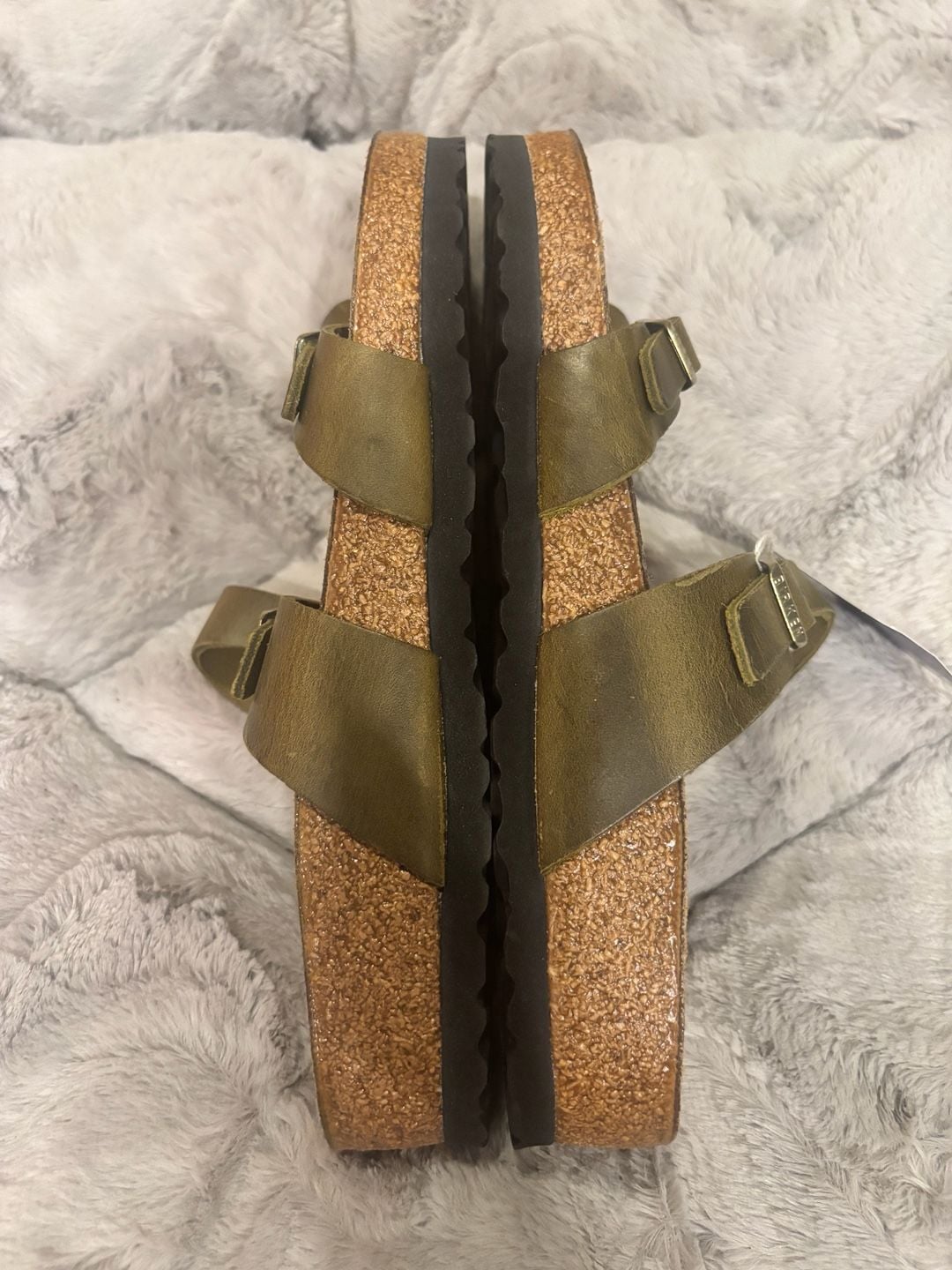 Birkenstock Franca Olive Green Oiled Leather Sandals Size 40 5