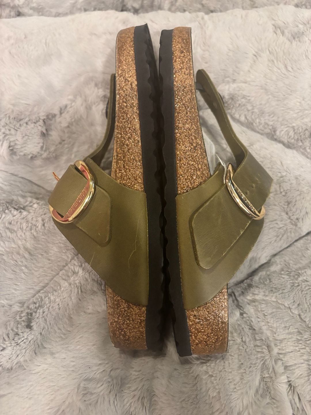 Birkenstock Gizeh Big Buckle Olive Oiled Leather Sandals Size 40 5