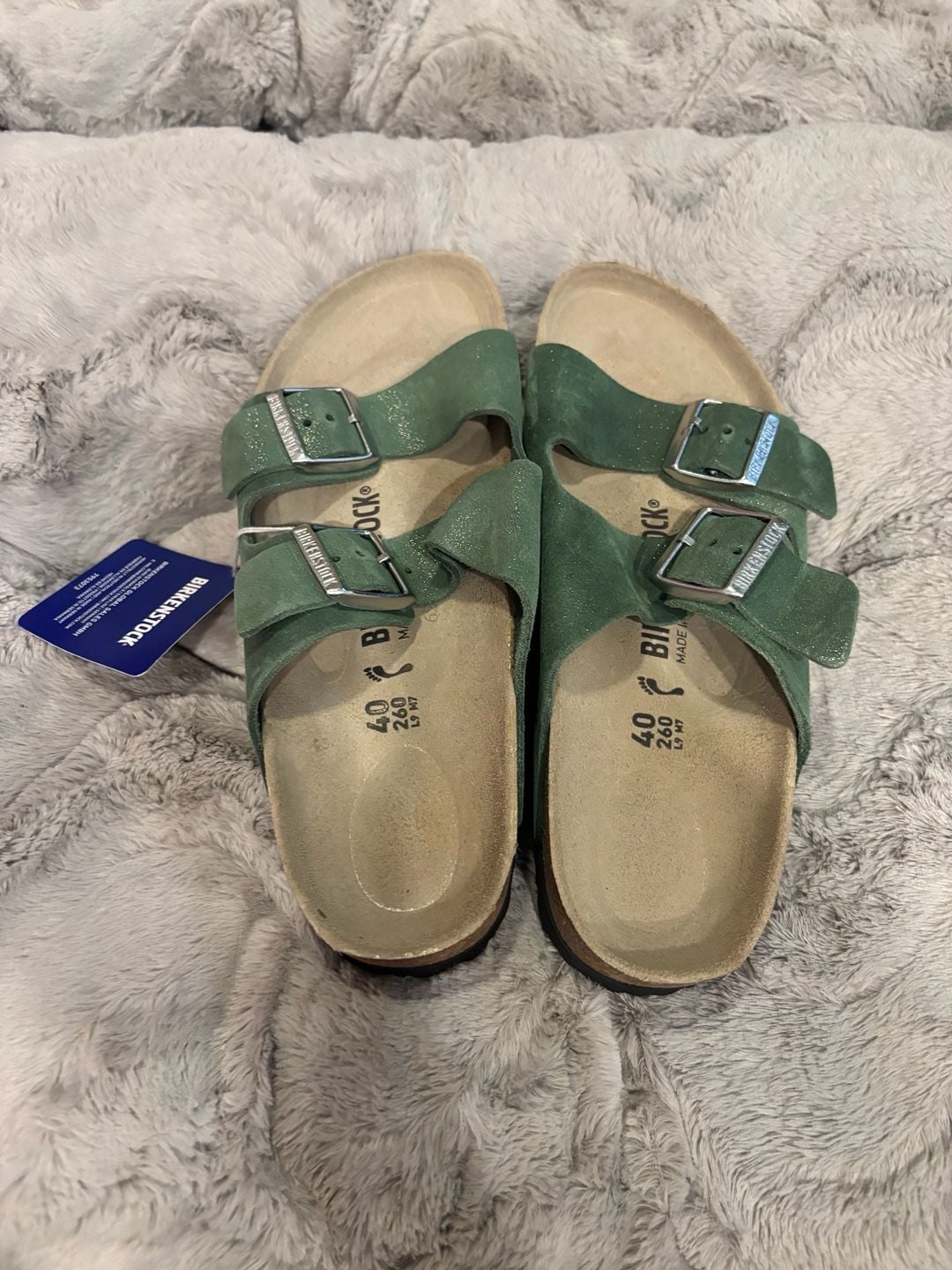 Birkenstock Arizona Shimmering Thyme Suede Leather Sandals 3