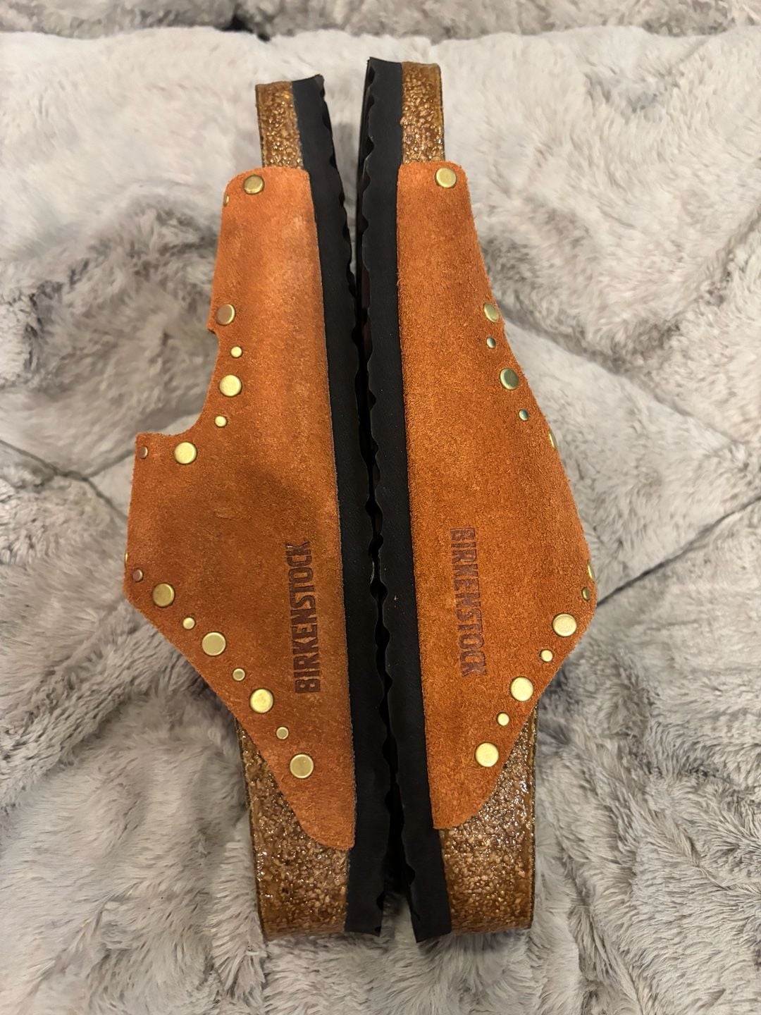 Birkenstock Arizona Rivets Suede Leather Sandals in Dark Rust Size 40 4