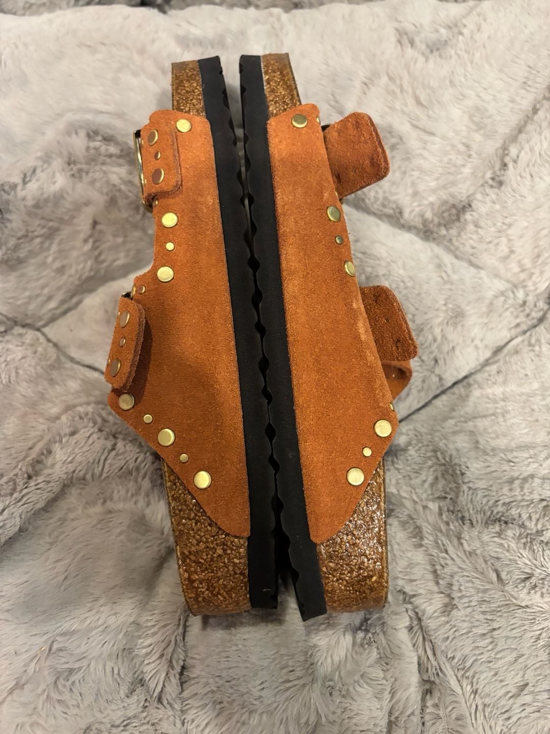 Birkenstock Arizona Rivets Suede Leather Sandals in Dark Rust Size 40 5