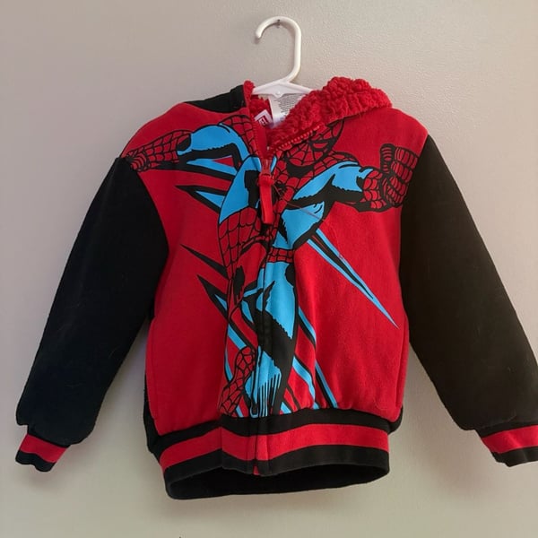 Marvel Spider-Man Sherpa Lined Zip-Up Boys Jacket Size 4T