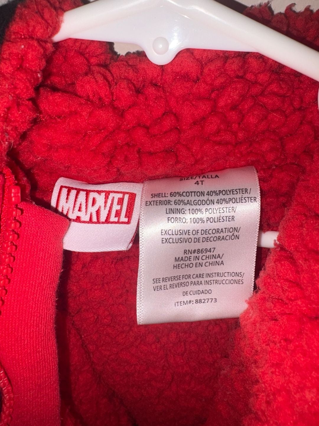 Marvel Spider-Man Sherpa Lined Zip-Up Boys Jacket Size 4T 4