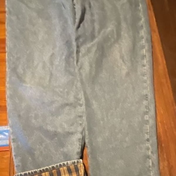 L.L. Bean Men's Comfort Waist Flannel Lined Blue Denim Jeans 44x34