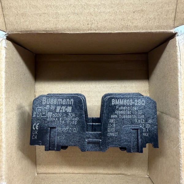 Eaton Bussmann BMM603-2SQ Modular Fuse Block 30A 600V 2-Pole Fuseholder