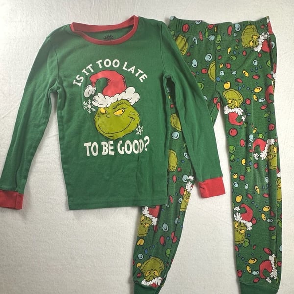 Dr. Seuss The Grinch Is It Too Late To Be Good Kids Pajama Set