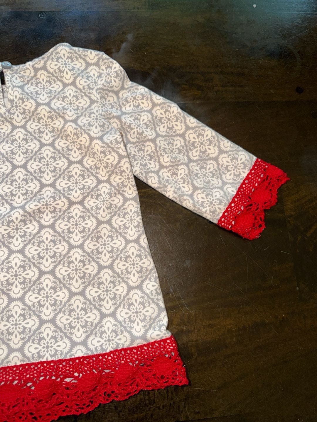 Counting Daisies Little Girls Candy Cane Grey Patterned Tunic dress Size 24M 7