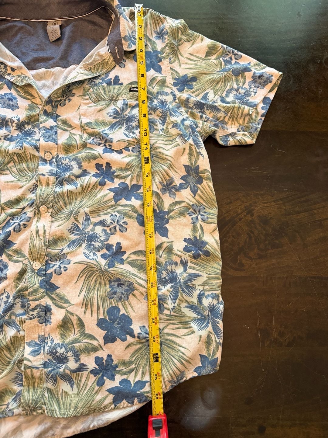 Hurley Men's Floral Palm Print Short Sleeve Button Up Shirt Size L 5