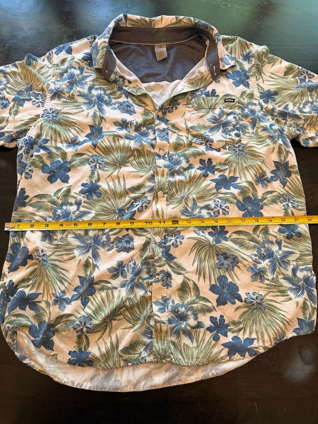 Hurley Men's Floral Palm Print Short Sleeve Button Up Shirt Size L 6