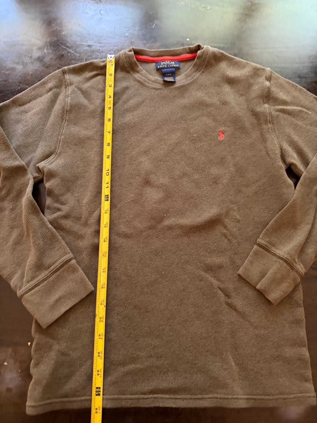 Polo Ralph Lauren Olive Green Thermal Waffle Knit Long Sleeve Crewneck size L 2