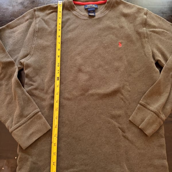 Polo Ralph Lauren Olive Green Thermal Waffle Knit Long Sleeve Crewneck size L