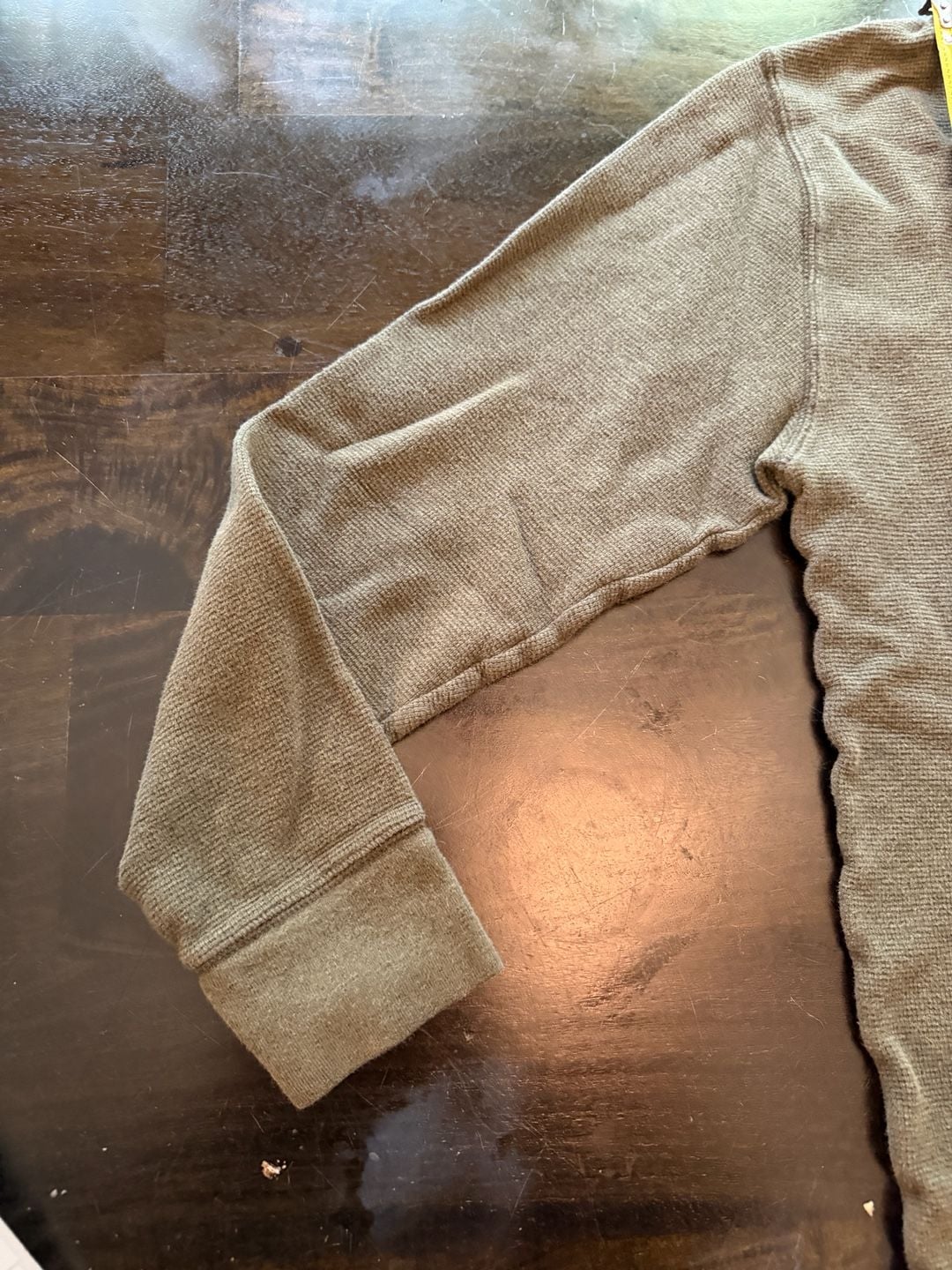 Polo Ralph Lauren Olive Green Thermal Waffle Knit Long Sleeve Crewneck size L 3