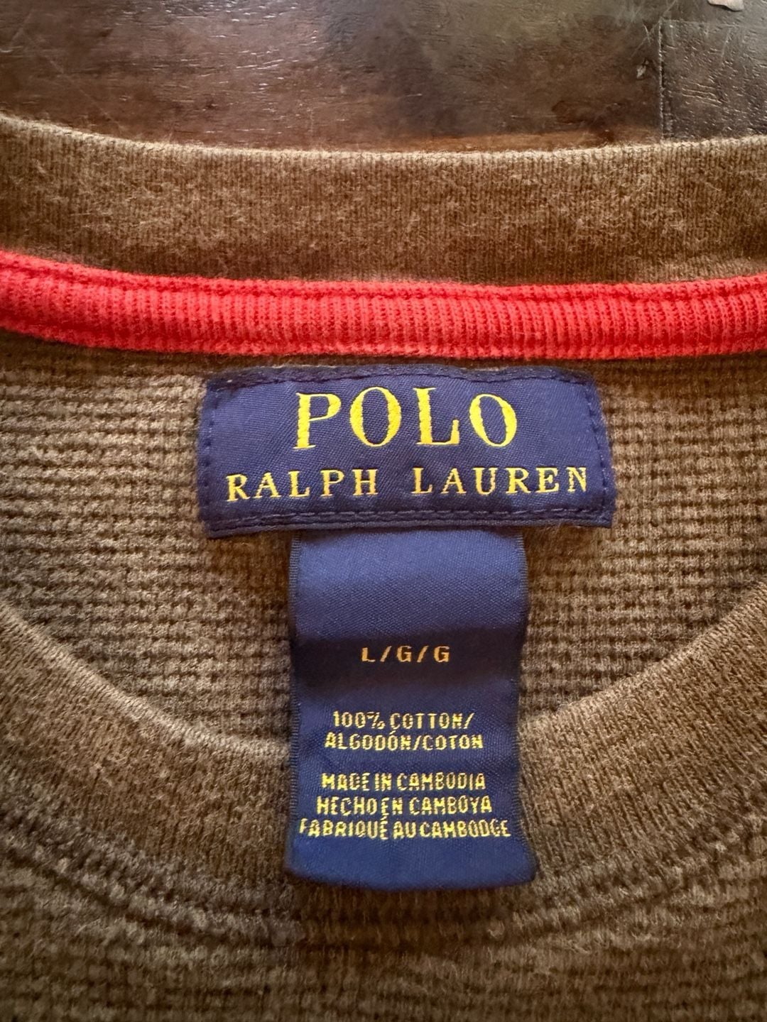 Polo Ralph Lauren Olive Green Thermal Waffle Knit Long Sleeve Crewneck size L 4