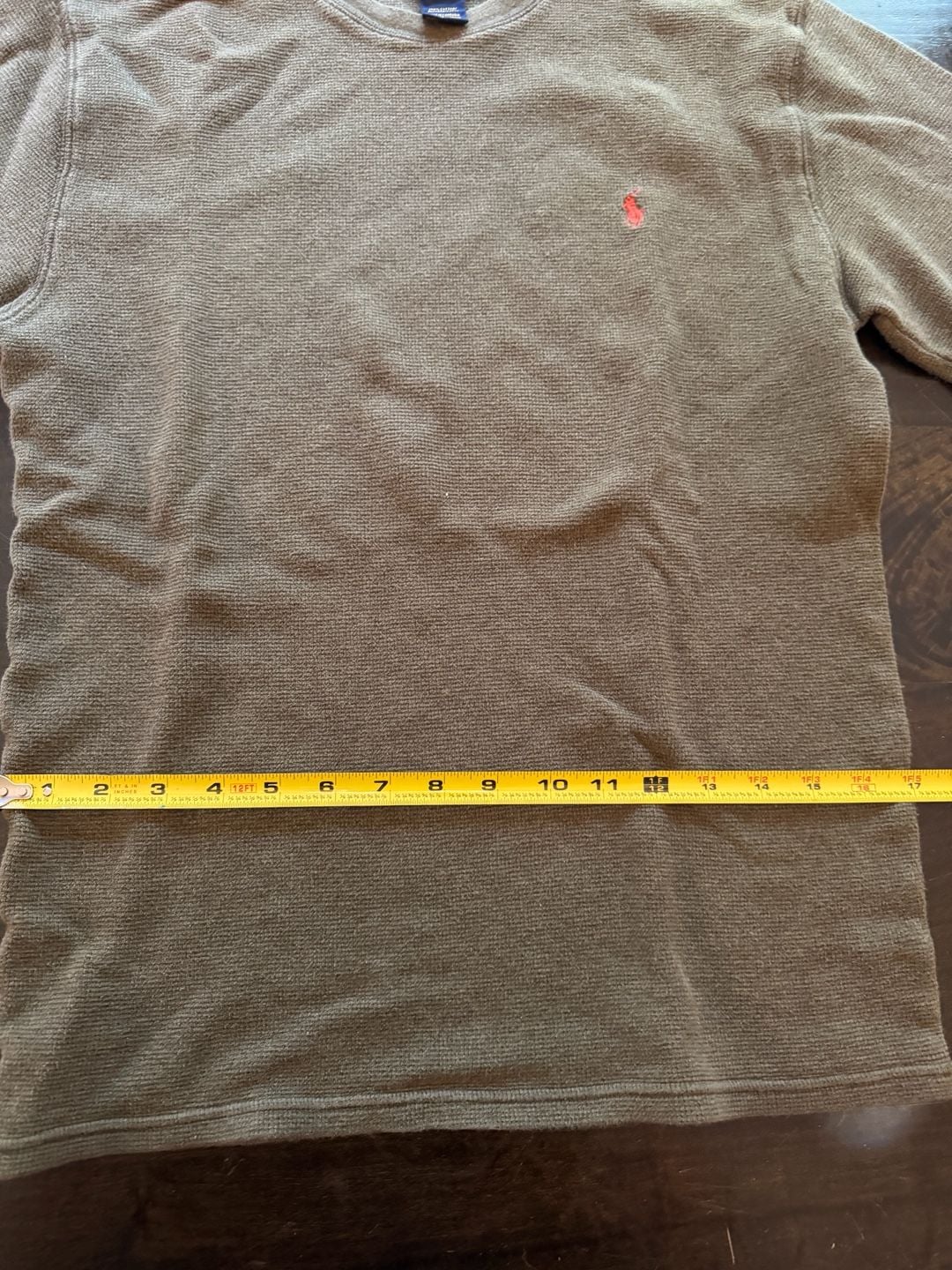Polo Ralph Lauren Olive Green Thermal Waffle Knit Long Sleeve Crewneck size L 5