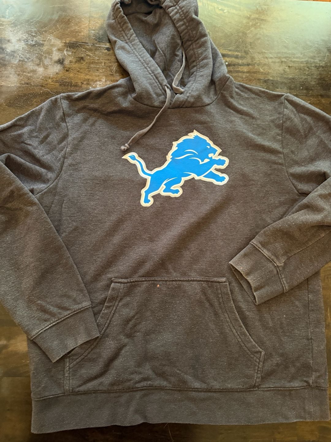 Detroit Lions Charcoal Gray Primary Team Logo Pullover Hoodie 2