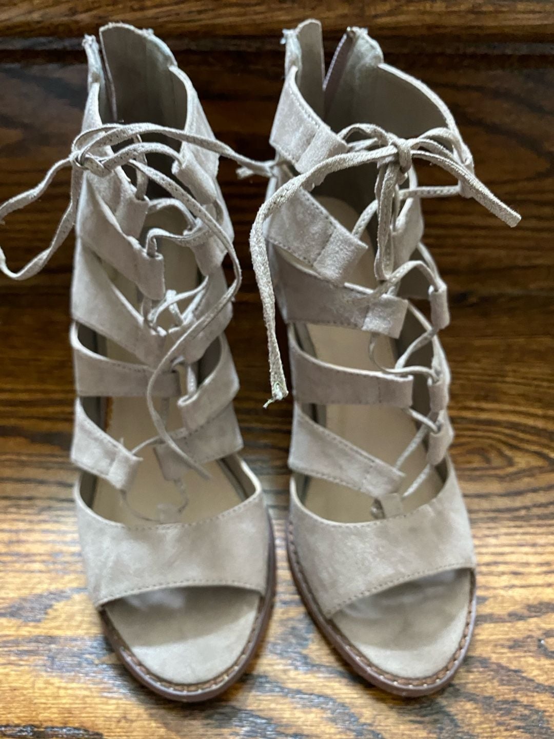 Forever 21 Shoes / Heels/Medi Lace Up - Open Toe Taupe Size 6 New 2