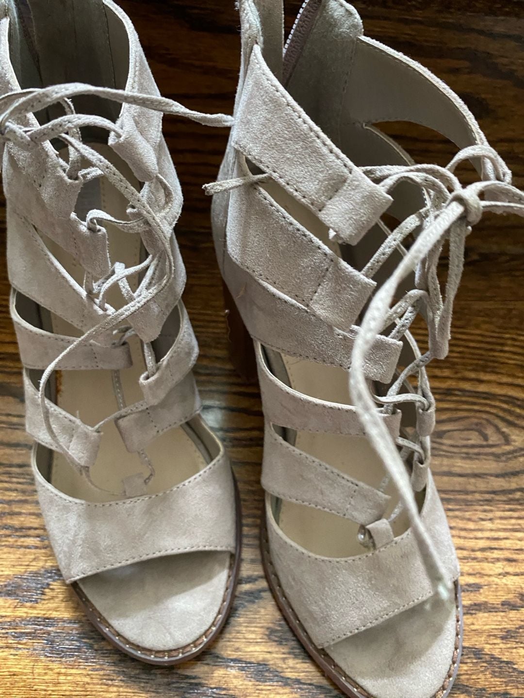 Forever 21 Shoes / Heels/Medi Lace Up - Open Toe Taupe Size 6 New 6