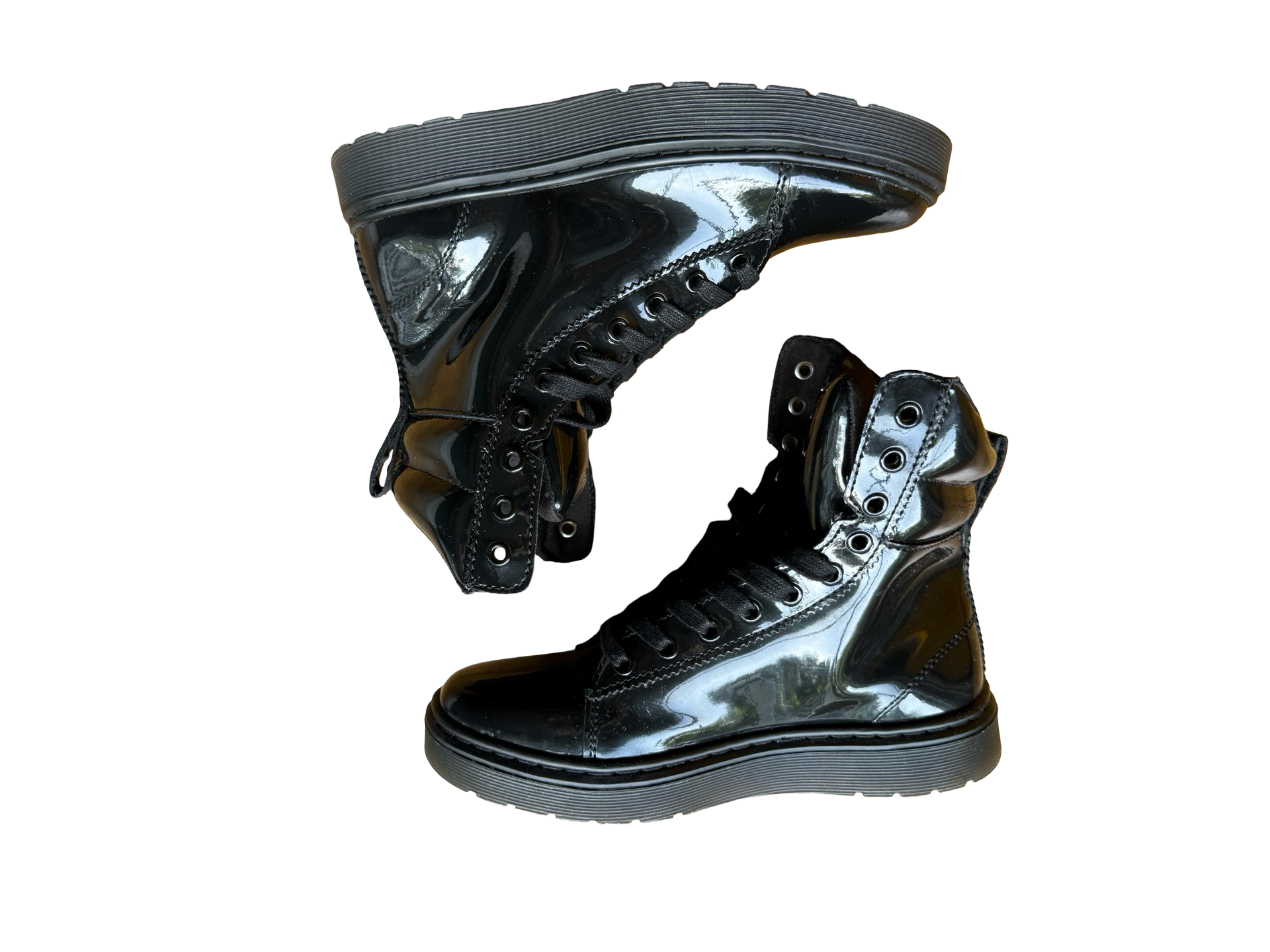 Women’s Dr. Martens Mix Black Patent Leather Lace-Up Boots Size 5 UK / 7 US 2