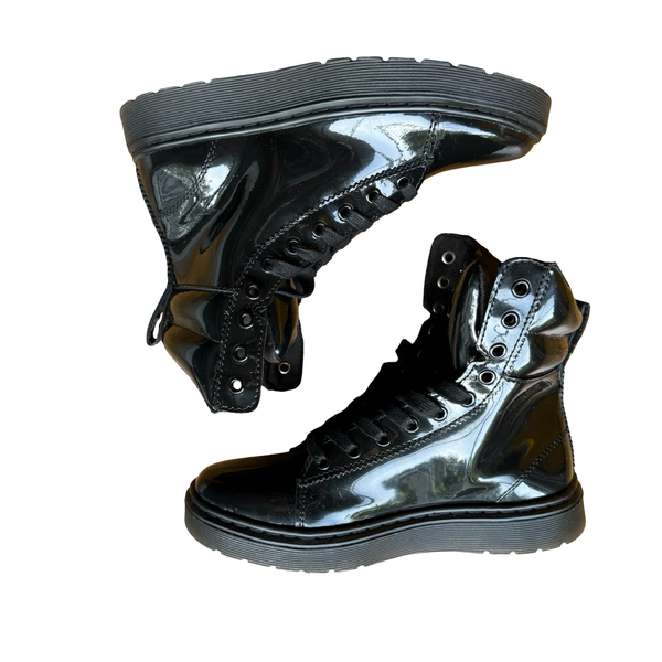 Women’s Dr. Martens Mix Black Patent Leather Lace-Up Boots Size 5 UK / 7 US