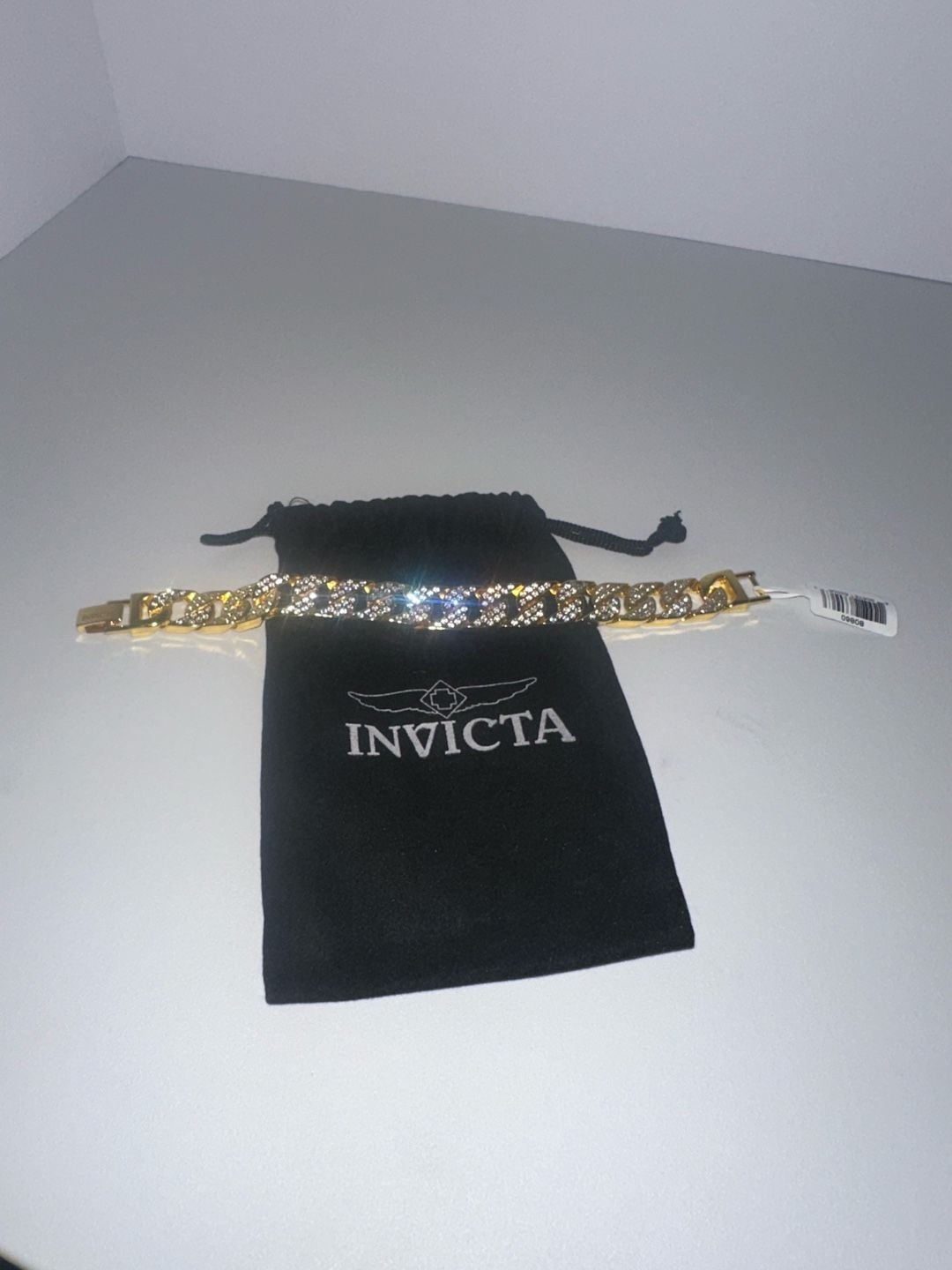 Invicta Gold-Tone Cuban Link Bracelet with Pavé Accents 2