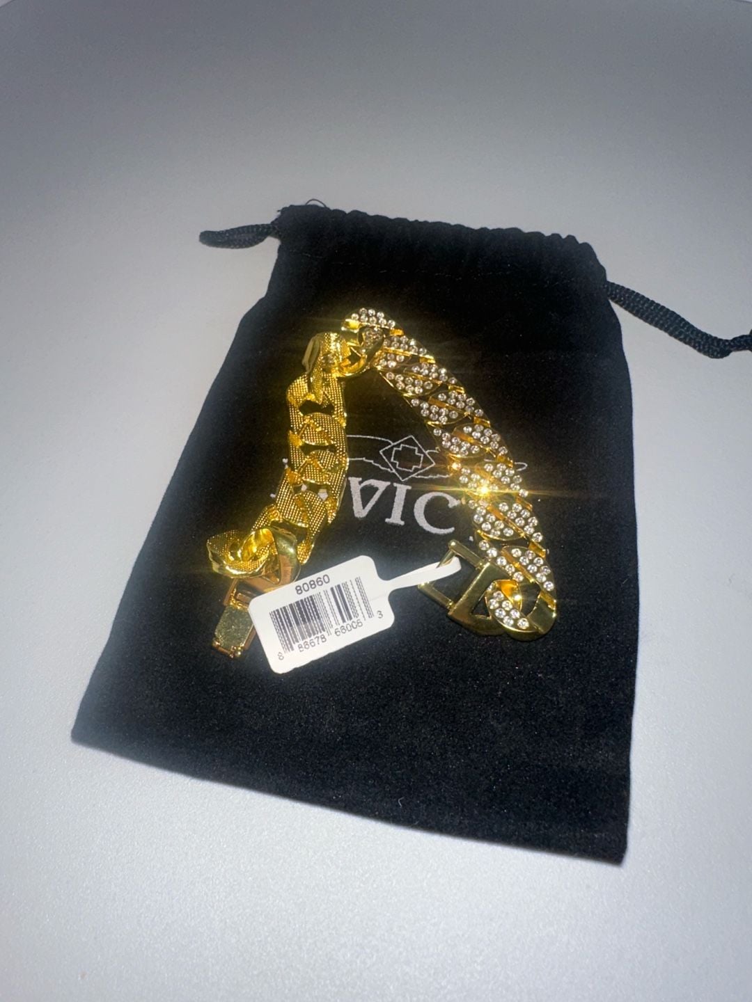 Invicta Gold-Tone Cuban Link Bracelet with Pavé Accents 3