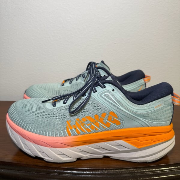 Hoka One One Women's Bondi 7 Running Shoes Blue Haze / Black Iris (Size US 9.5)