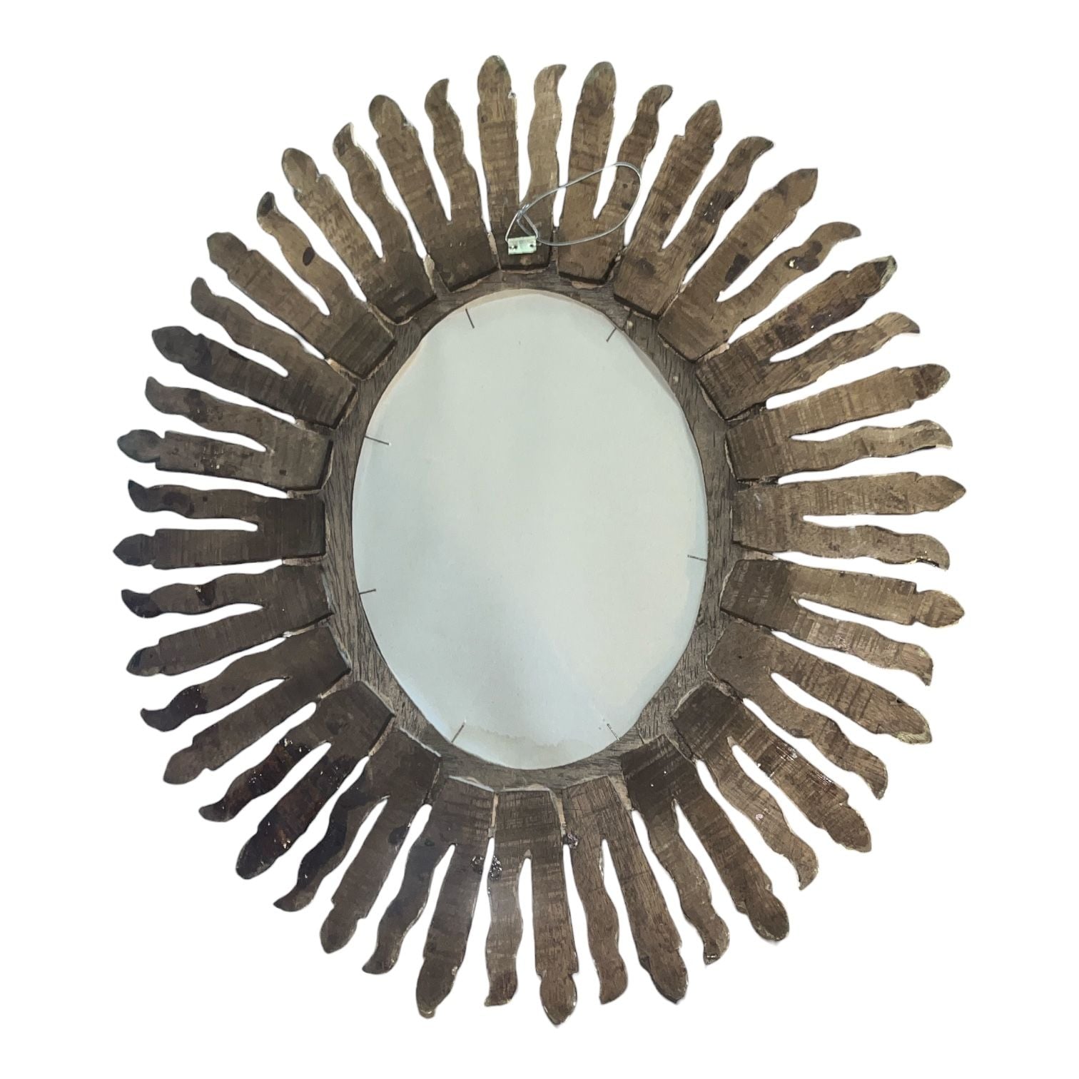 Vintage Gold Gilt Wood Sunburst Wall Mirror with Oval Center 3