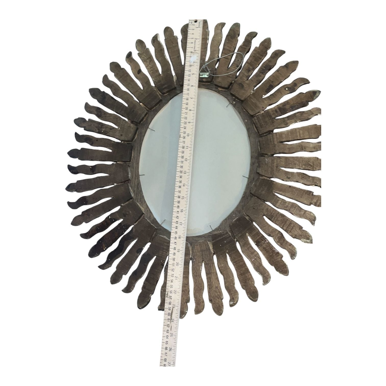 Vintage Gold Gilt Wood Sunburst Wall Mirror with Oval Center 4