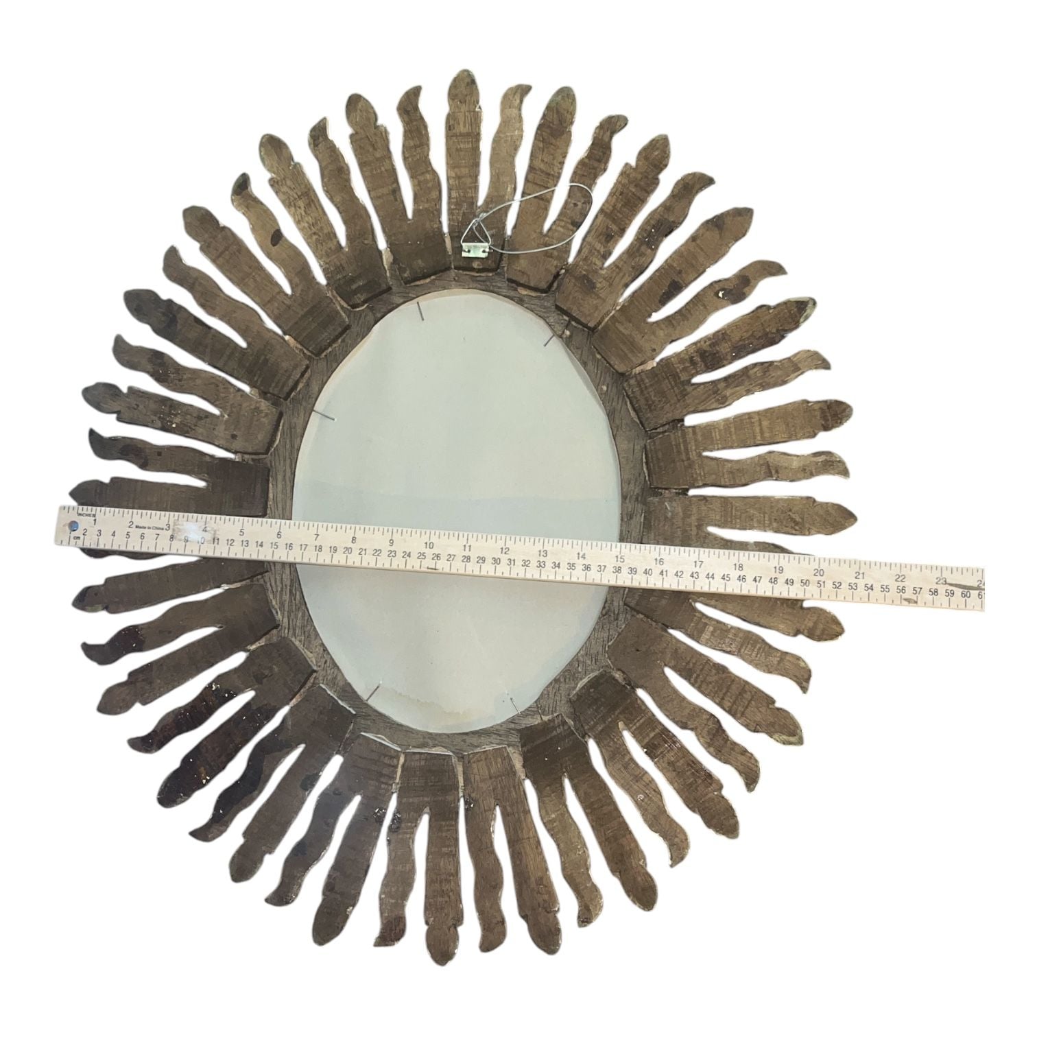 Vintage Gold Gilt Wood Sunburst Wall Mirror with Oval Center 5