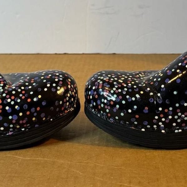 Dansko LT Pro Confetti Patent Leather Clogs Nursing Shoes Size 41