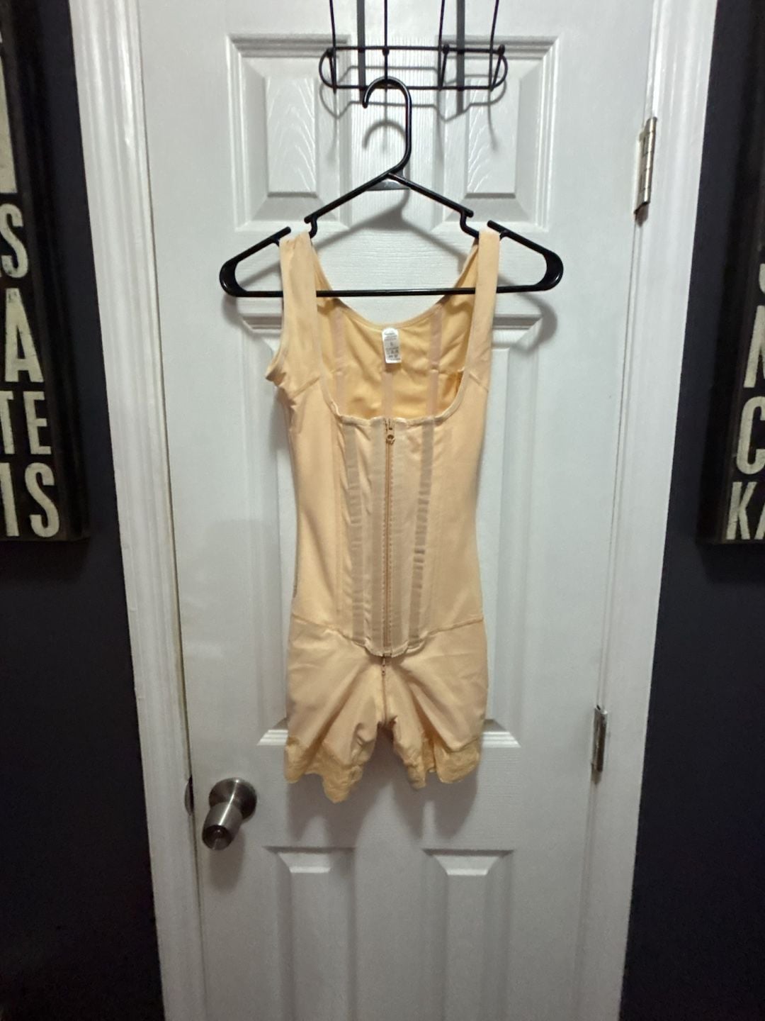 Unbranded Fajas Colombianas Full Body Shaper Post Surgery Compression Garment with Zipper and Open Crotch Beige Size S 2