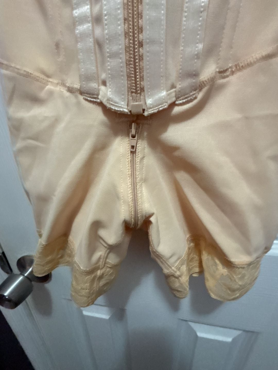 Unbranded Fajas Colombianas Full Body Shaper Post Surgery Compression Garment with Zipper and Open Crotch Beige Size S 3