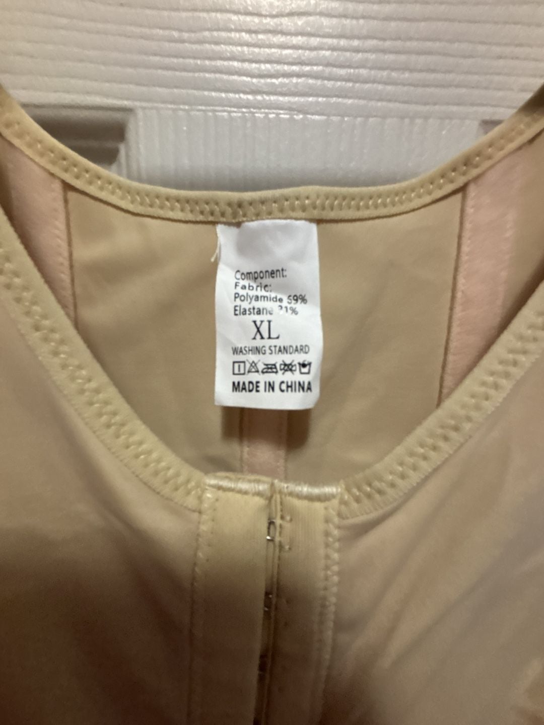 Beige Full Body Shaper Fajas Shapewear Bodysuit with Zipper and Shorts Size XL 3