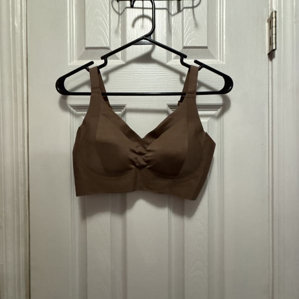 Women's Seamless Wireless Push-Up Bra with Removable Padding and Adjustable Straps in Brown