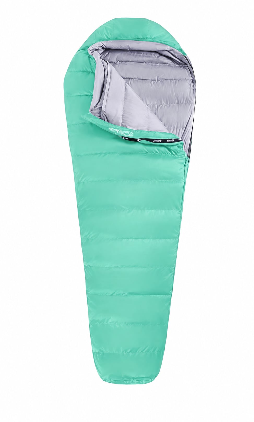 QEZER 600FP Duck Down Mummy Sleeping Bag, 400T Ripstop Nylon, Mint Green 1