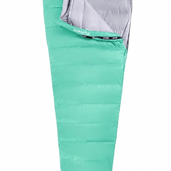 QEZER 600FP Duck Down Mummy Sleeping Bag, 400T Ripstop Nylon, Mint Green