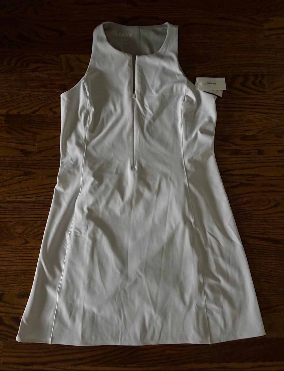 Spanx The Get Moving Zip Front Dress Vivid White Size M 2