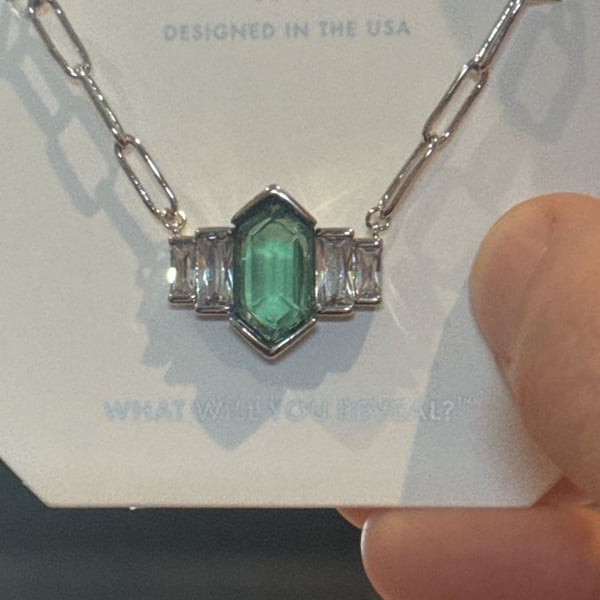 Bomb Party Green Opal Rhodiym Necklace New 