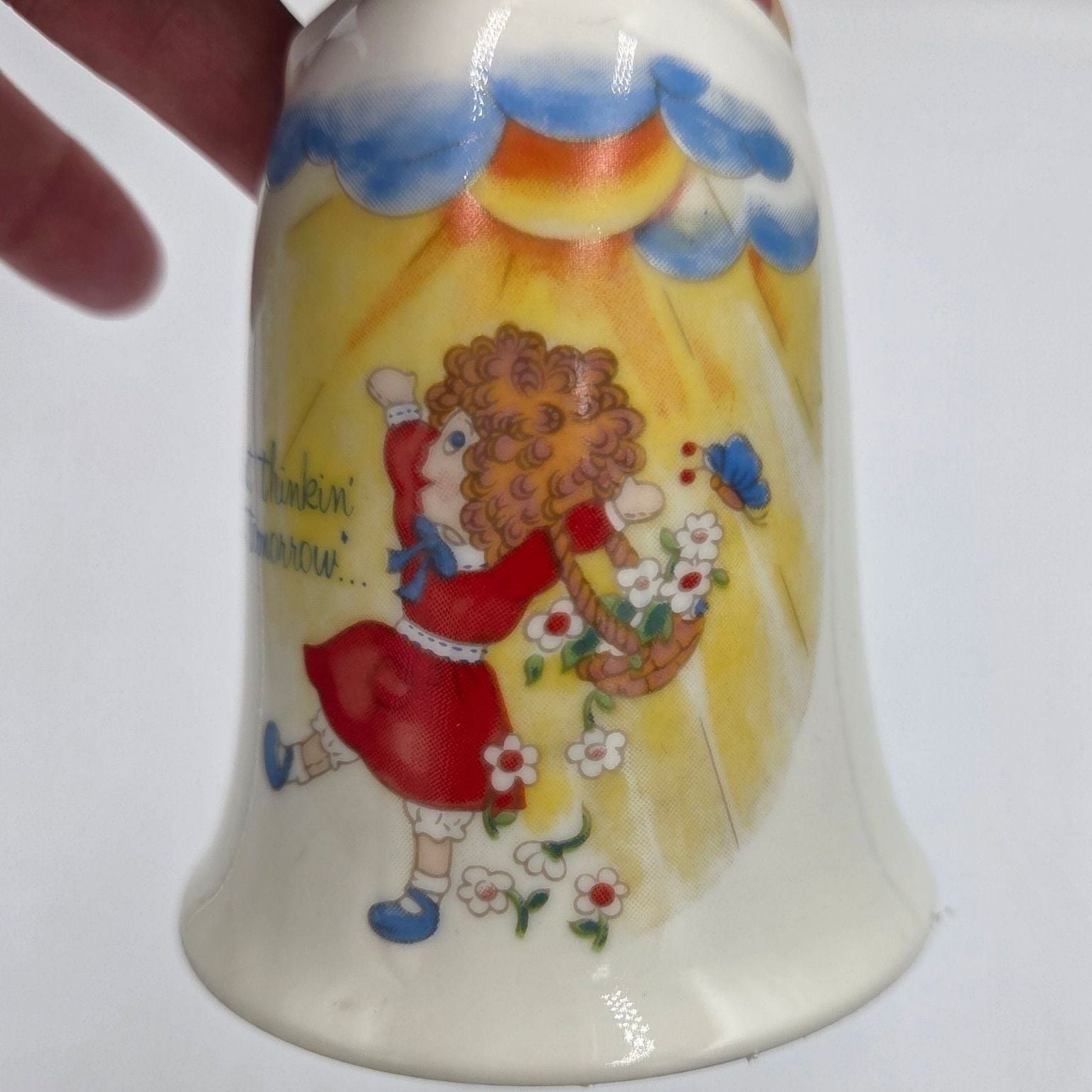 Vtg 1982 Applause Little Orphan Annie Porcelain Bell Just Thinkin About Tomorrow 4