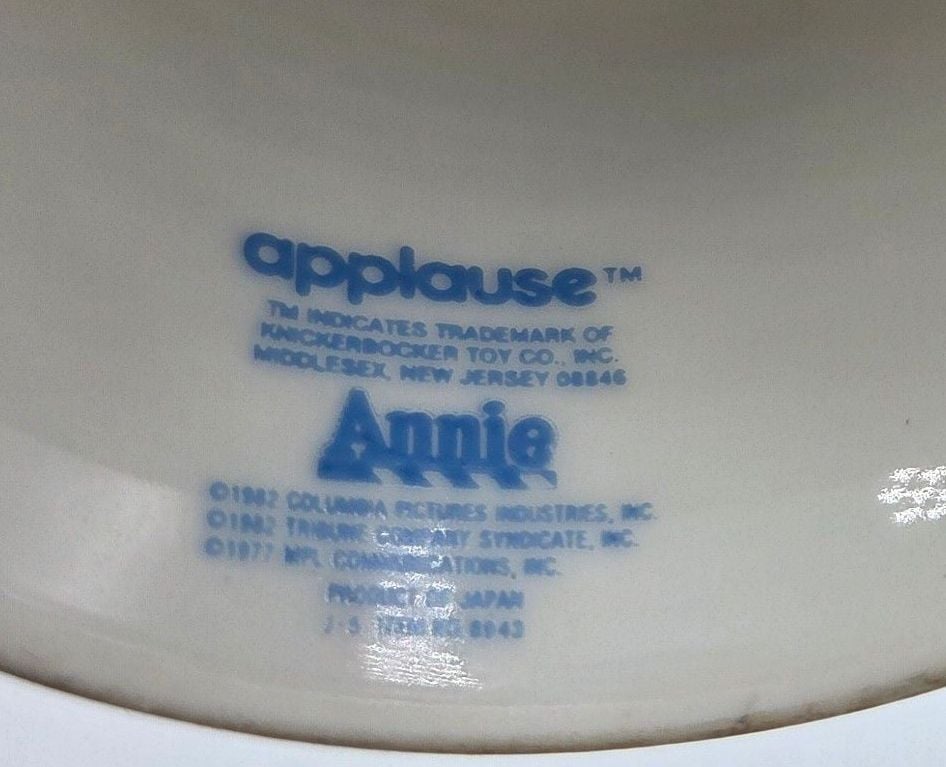 Vtg 1982 Applause Little Orphan Annie Porcelain Bell Just Thinkin About Tomorrow 7