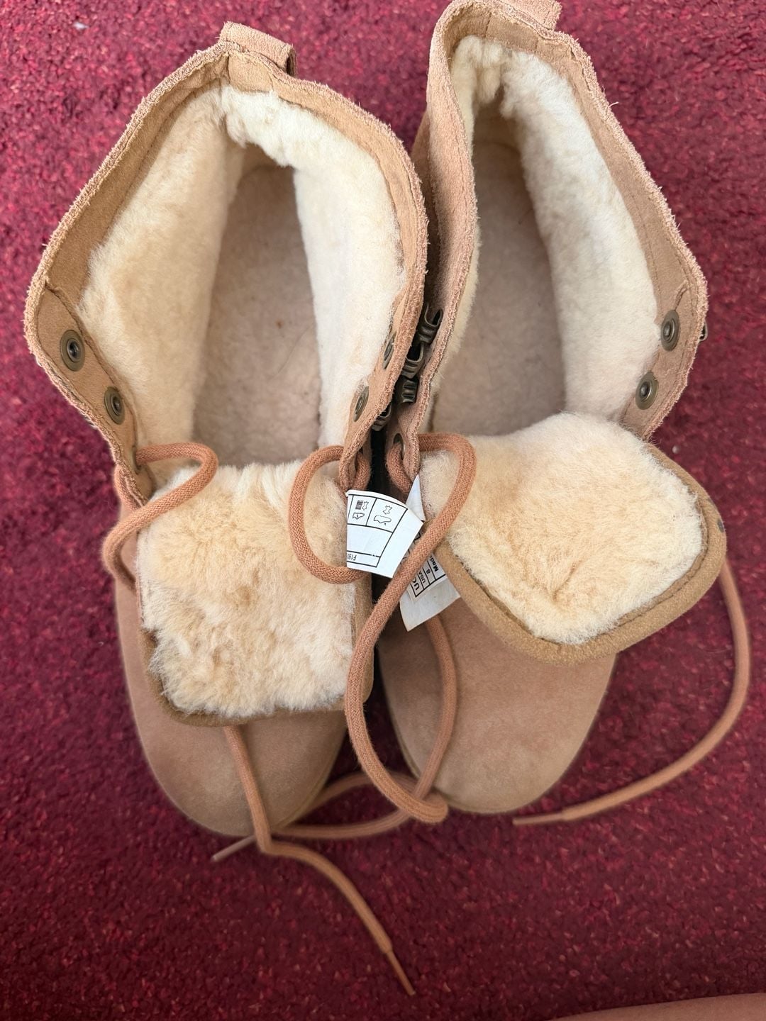 UGG Women's Bethany Lace Up Sheepskin Chukka Booties Chestnut Suede 12