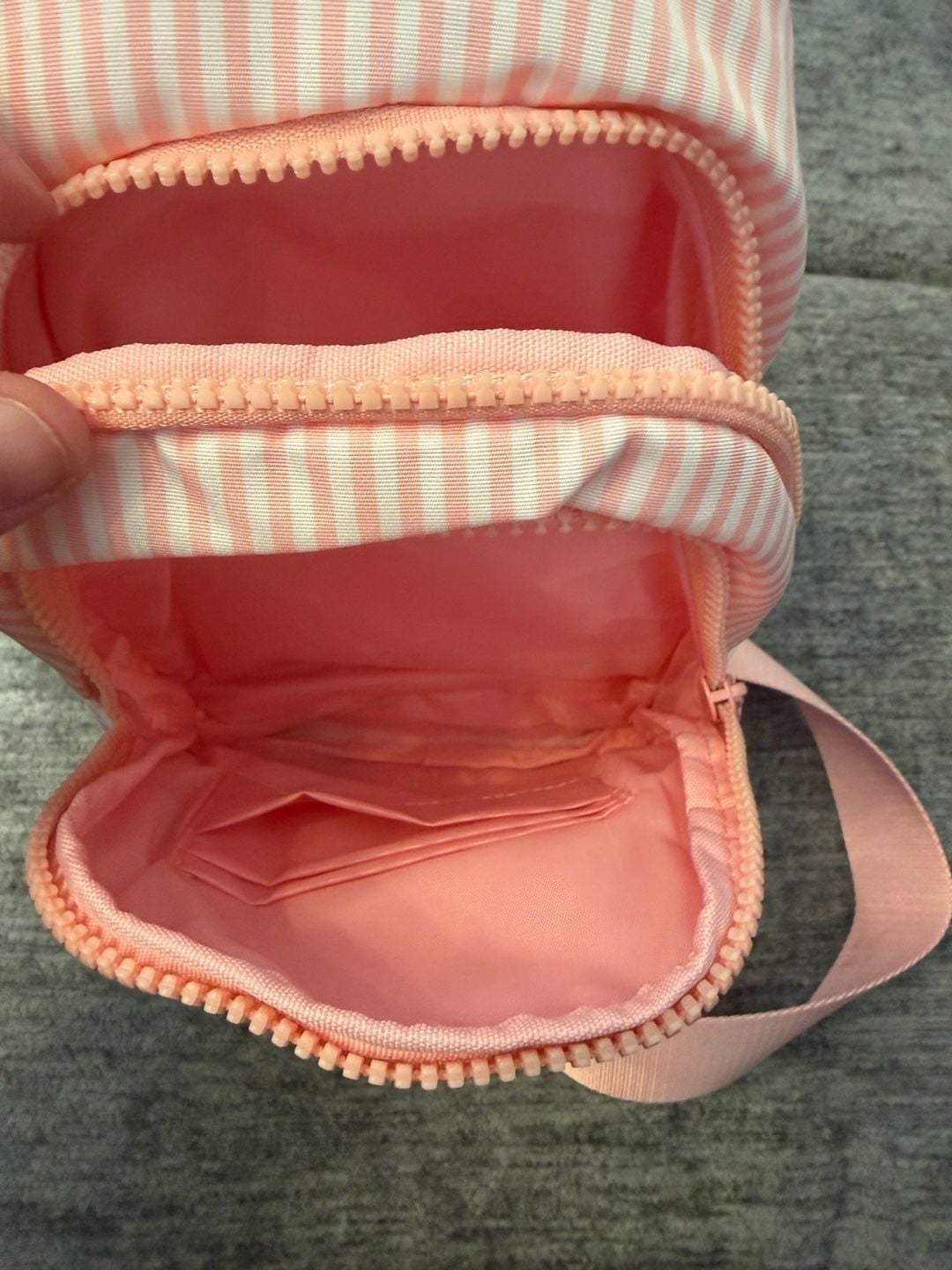 Pink White Striped Mini Crossbody Slingbag Varsity U Gift for Teens & Tweens 5