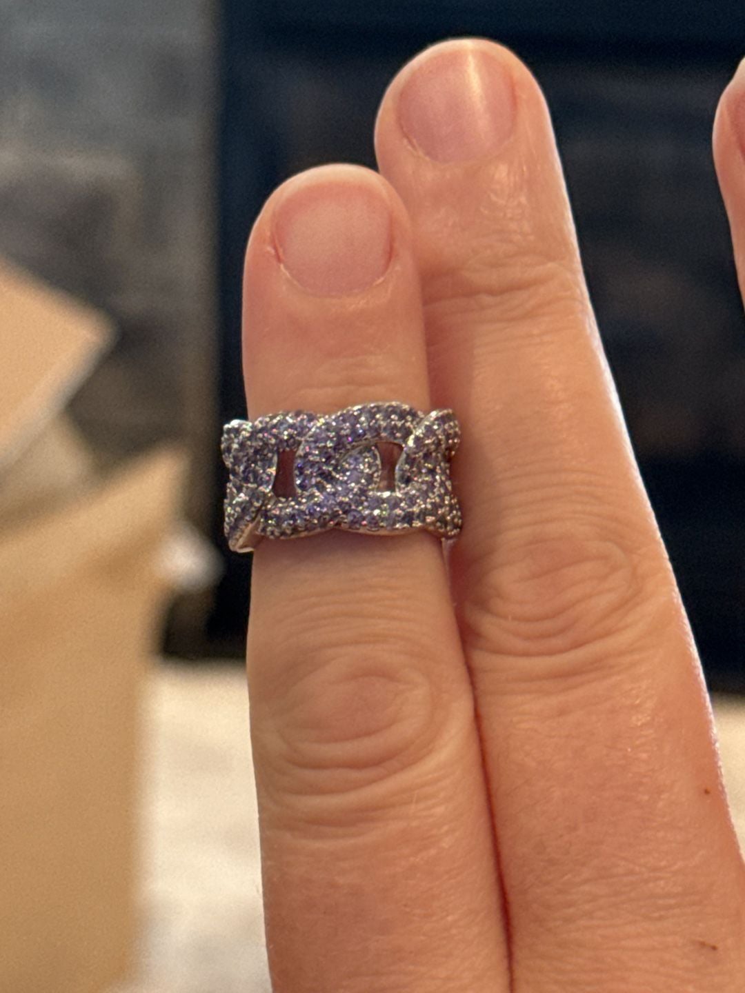 Bomb Party Moments to Remember Purple Topaz CZ Rhodium Ring Size 6 1