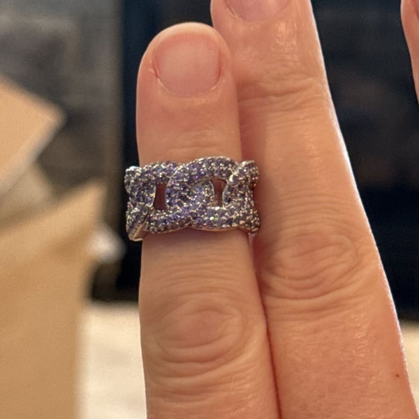 Bomb Party Moments to Remember Purple Topaz CZ Rhodium Ring Size 6
